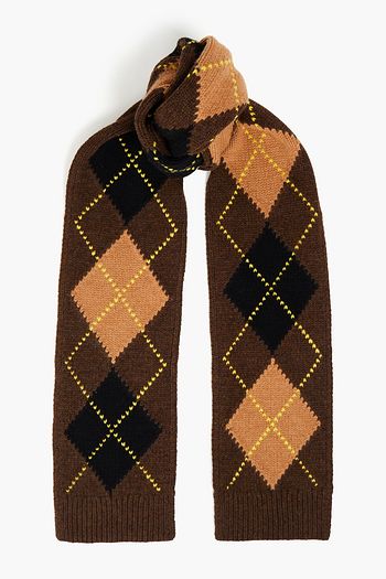 BURBERRY Argyle wool and cashmere-blend scarf