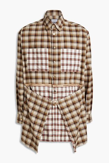 BURBERRY Draped checked cotton-flannel shirt