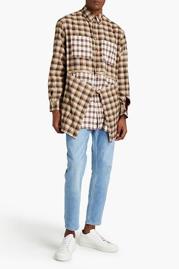 BURBERRY Draped checked cotton-flannel shirt