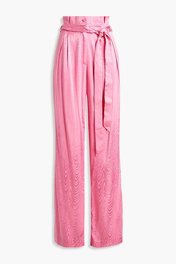 JONATHAN SIMKHAI Belted moire wide-leg pants