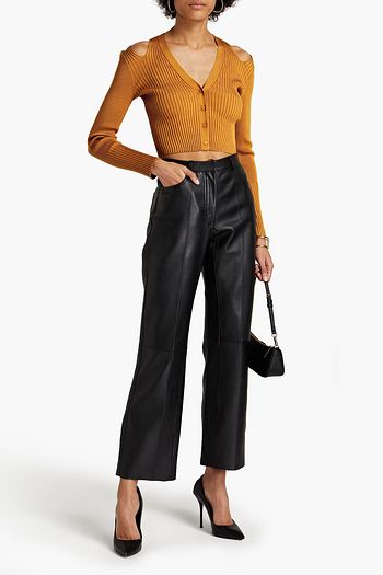 JONATHAN SIMKHAI Cropped cutout ribbed-knit cardigan