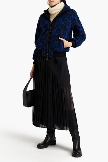 BURBERRY Shell-trimmed printed fleece jacket