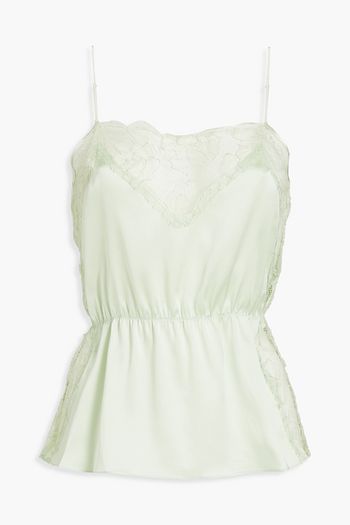 FLEUR DU MAL Lace-trimmed silk-blend satin pajama top