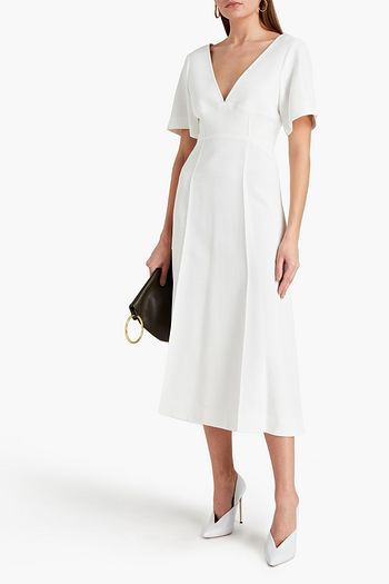 VICTORIA BECKHAM Pleated canvas midi dress