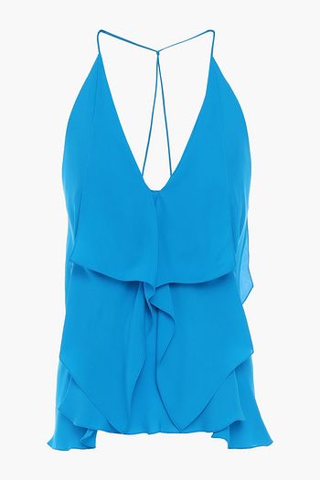 ROLAND MOURET Zenna draped silk-chiffon top