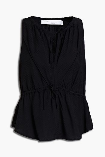 IRO Embroidered gathered woven top
