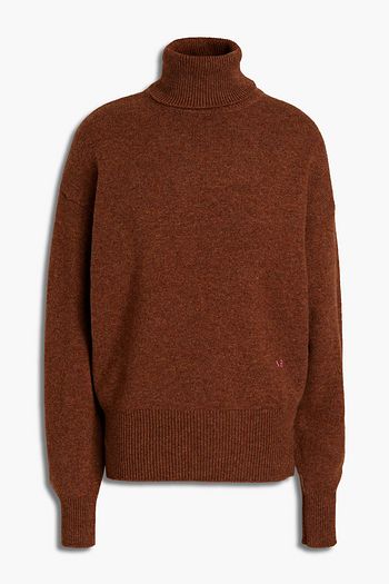 VICTORIA BECKHAM Mélange cashmere-blend turtleneck sweater