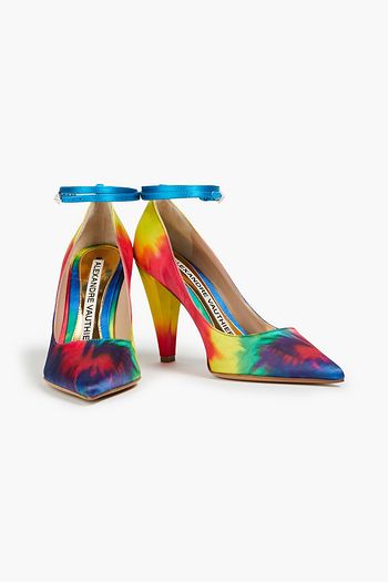 ALEXANDRE VAUTHIER Crystal-embellished tie-dyed satin pumps