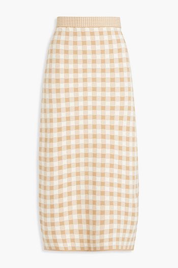 ALTUZARRA Checked knitted midi skirt