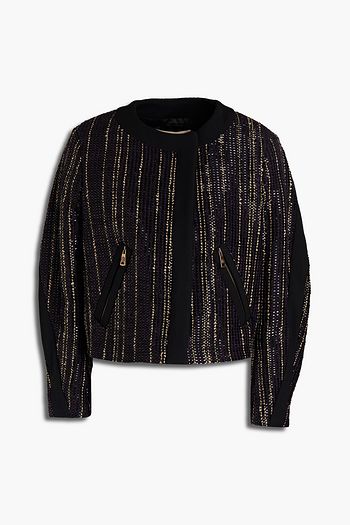 ROBERTO CAVALLI Cropped Tweedjacke mit Zierperlen