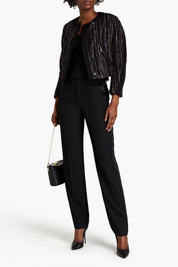 ROBERTO CAVALLI Cropped Tweedjacke mit Zierperlen