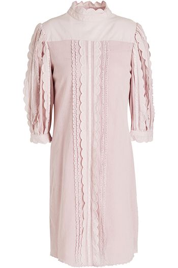 SEE BY CHLOÉ Lace-trimmed mesh-paneled cotton-poplin mini dress