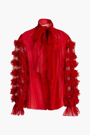 DOLCE & GABBANA Schluppenbluse aus Seidenorganza mit Rüschen