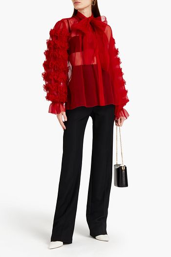 DOLCE & GABBANA Schluppenbluse aus Seidenorganza mit Rüschen