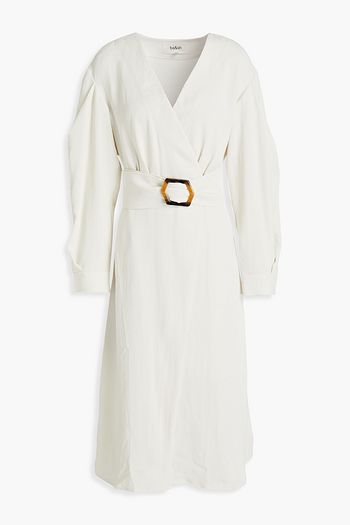 BA&SH Briane belted woven midi wrap dress