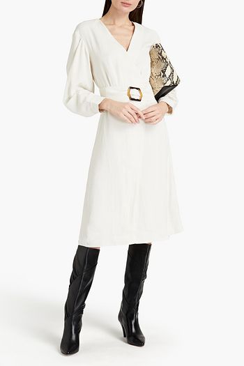 BA&SH Briane belted woven midi wrap dress