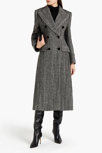 DOLCE & GABBANA Double-breasted herringbone wool-blend tweed coat