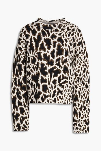 PROENZA SCHOULER Pullover aus Jacquard-Strick aus einer Wollmischung mit Leopardenprint
