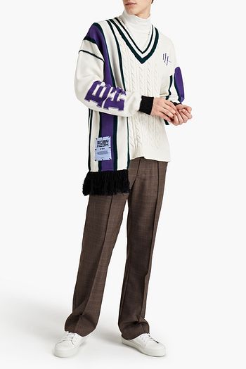 MCQ ALEXANDER MCQUEEN Appliquéd striped cotton-blend sweater