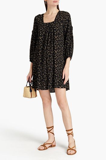 BA&SH Elroy gathered printed crepe mini dress