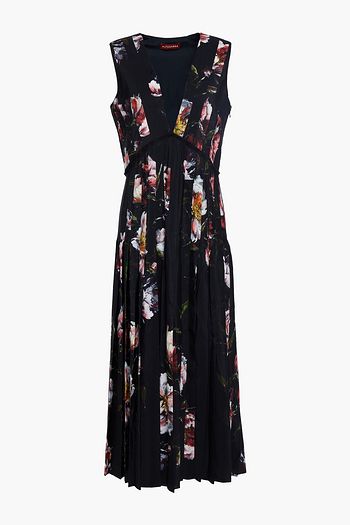 ALTUZARRA Pleated floral-print crepe de chine midi dress