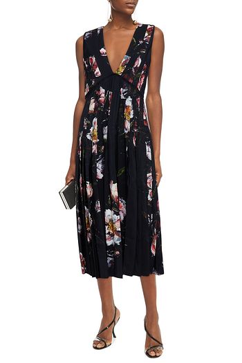 ALTUZARRA Pleated floral-print crepe de chine midi dress