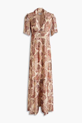 BA&SH Hide floral-print metallic fil coupé georgette maxi dress
