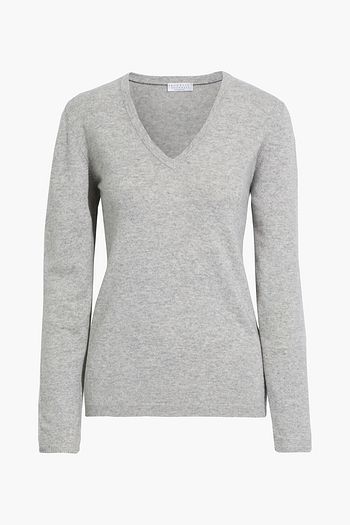 BRUNELLO CUCINELLI Suede-trimmed cashmere sweater