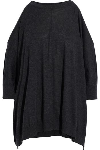 BRUNELLO CUCINELLI Cold-shoulder bead-embellished cashmere and silk-blend top