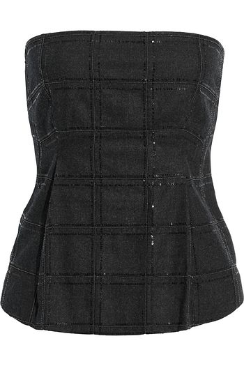BRUNELLO CUCINELLI Strapless embellished wool-blend top