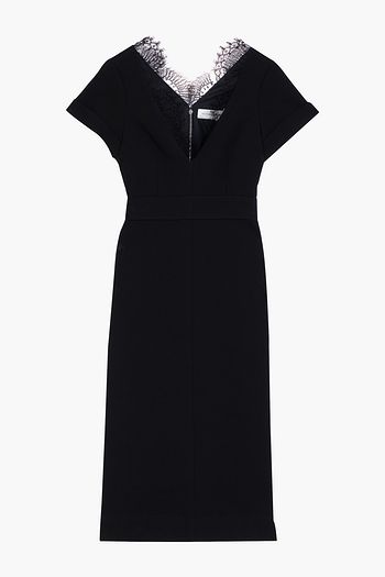 VICTORIA BECKHAM Chantilly lace-trimmed crepe dress
