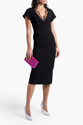 VICTORIA BECKHAM Chantilly lace-trimmed crepe dress