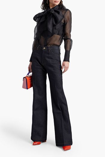 VICTORIA BECKHAM Pussy-bow silk-organza blouse