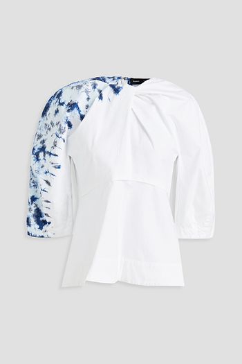PROENZA SCHOULER Oberteil aus Stretch-Baumwollpopeline mit Batikmuster und Twist-Detail an der Vorderseite