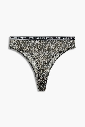 STELLA MCCARTNEY Leopard-print mesh high-rise thong