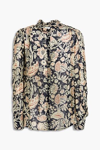 BA&SH Abi ruffle-trimmed floral-print georgette blouse