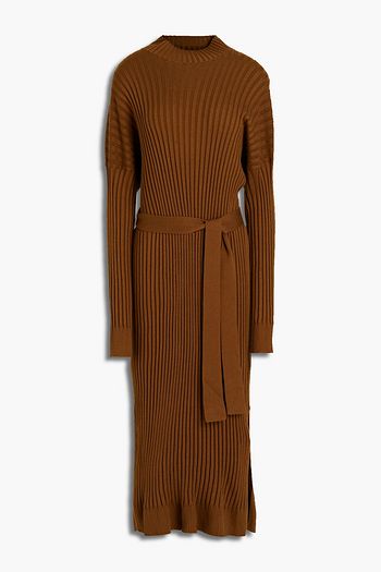 PROENZA SCHOULER Geripptes Midikleid aus einer Seidenmischung mit Gürtel