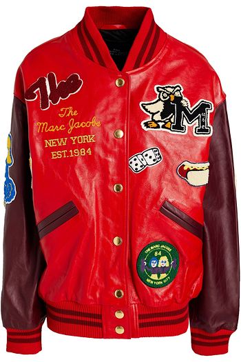 MARC JACOBS Appliquéd leather bomber jacket