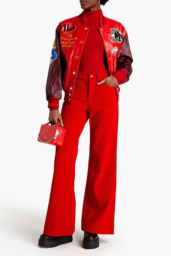 MARC JACOBS Appliquéd leather bomber jacket