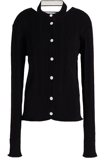 PROENZA SCHOULER Cardigan aus einer gerippten Seiden-Baumwollmischung mit Cut-outs