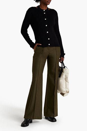 PROENZA SCHOULER Cardigan aus einer gerippten Seiden-Baumwollmischung mit Cut-outs