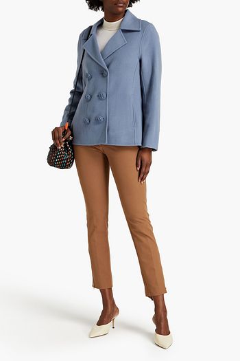 TORY BURCH Doppelreihiger Mantel aus gebürstetem Filz aus einer Wollmischung