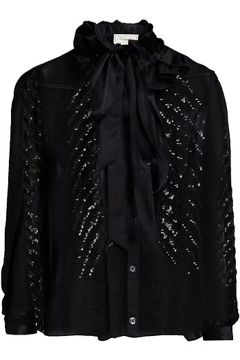 TEMPERLEY LONDON Dusk Schluppenbluse aus Georgette mit Pailletten