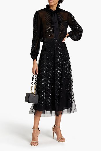 TEMPERLEY LONDON Dusk Schluppenbluse aus Georgette mit Pailletten