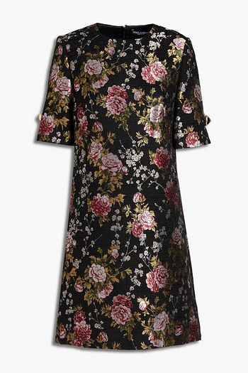 DOLCE & GABBANA Button-embellished brocade mini dress