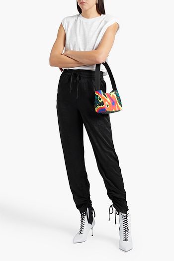 THE RANGE Crinkled-satin slim-leg pants