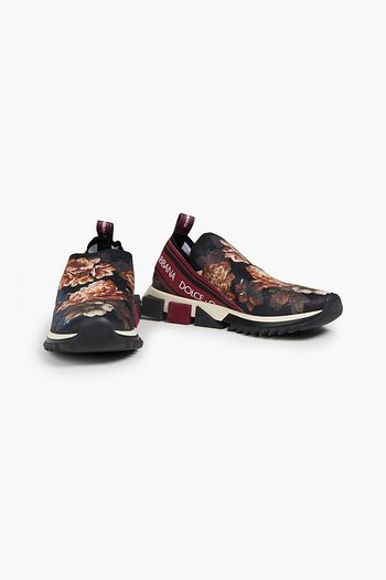 DOLCE & GABBANA Floral-print stretch-knit sneakers