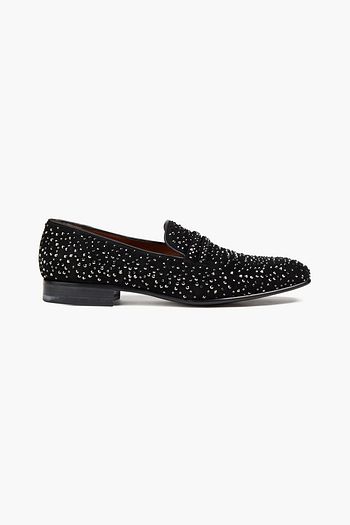 MALONE SOULIERS Miles Loafers aus Veloursleder mit Kristallverzierung