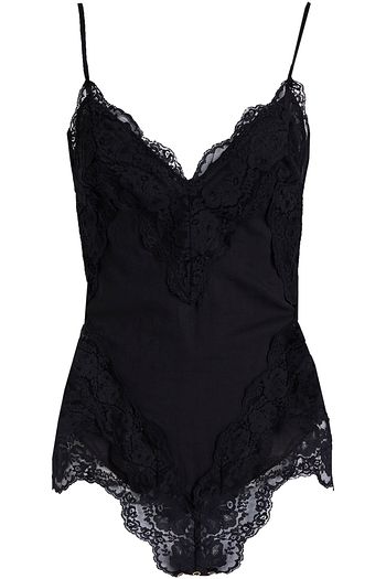 ZIMMERMANN Teddy Body aus Baumwolle mit Chantilly-Spitzeneinsätzen