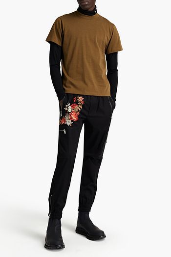 DOLCE & GABBANA Tapered embroidered cotton-blend twill pants